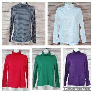 Merona Target 5 piece lot turtlenecks gray striped white red green purple S M L